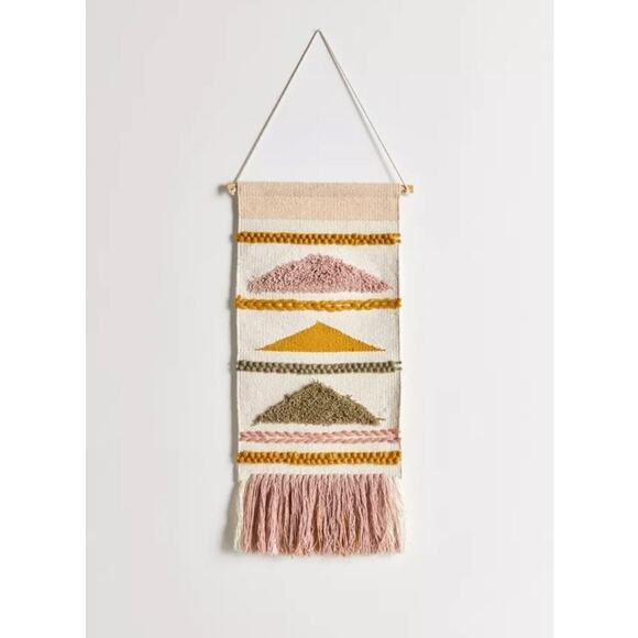 Urban Outfitters Sophia Wall Hanging Wall Decor Boho Fringe Geo-Woven Tapestry - Picture 1 of 11